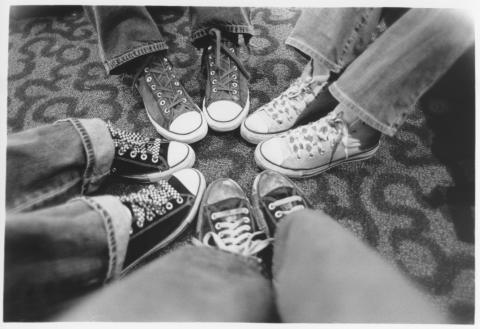 Black and white photo converse all-stars chucks