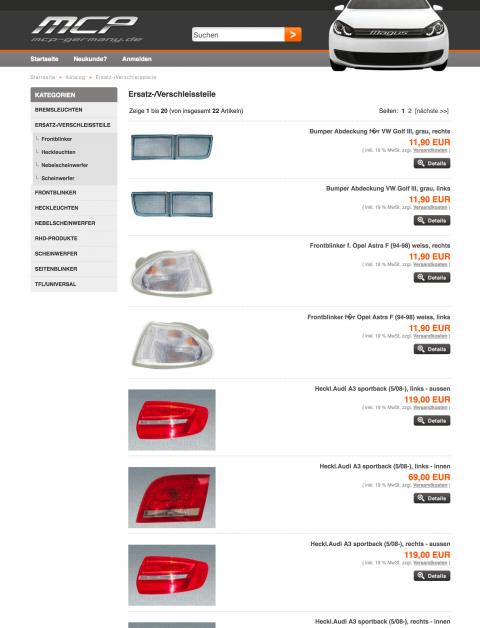 Magus Car Parts web design