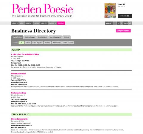 Perlen Poesie web design