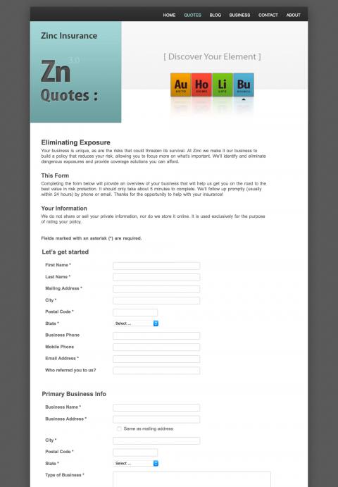 Zinc Media Agency web design