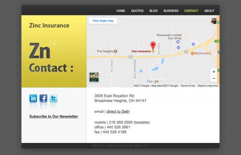 Zinc Media Agency web design