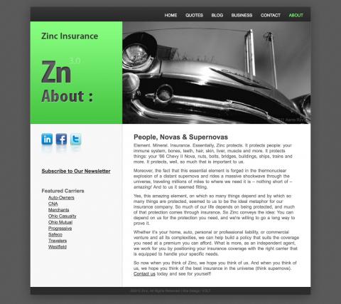 Zinc Media Agency web design