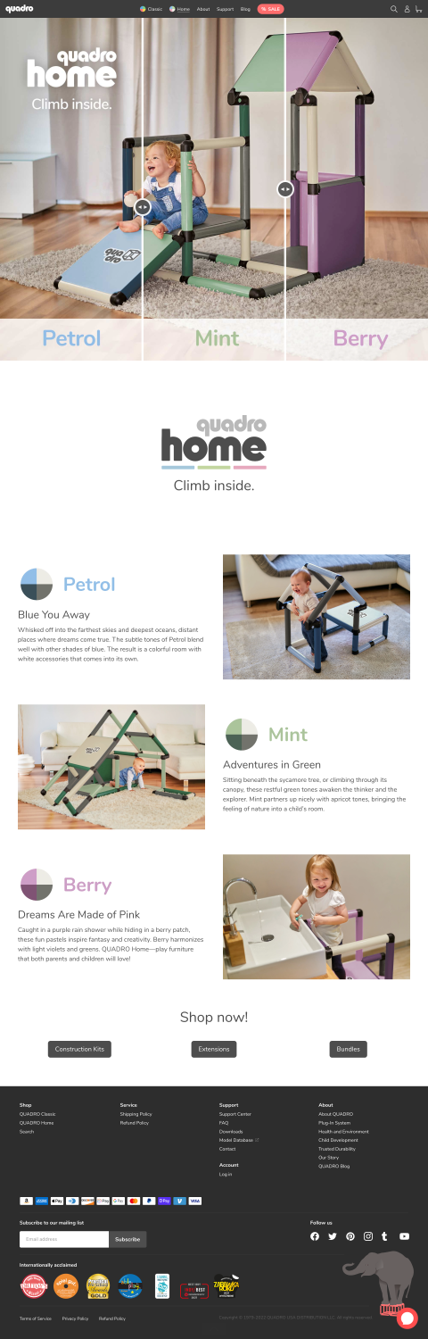 Quadro Home web design