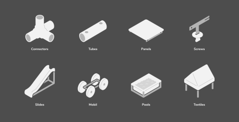 Quadro parts icon set
